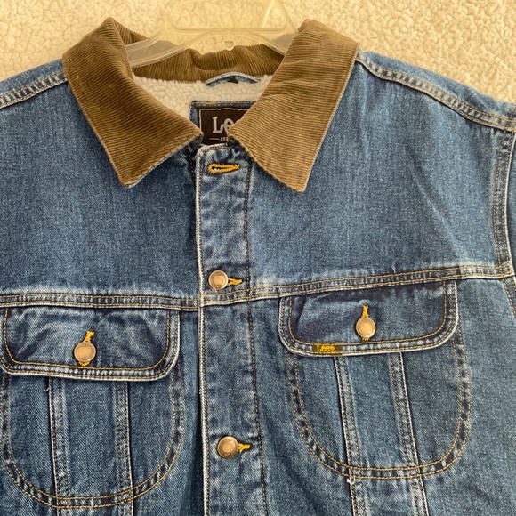 Lee Blue Denim Men’s XL Jacket NWT W/ Brown Corduroy Collar & Fleece Lining - Picture 8 of 16